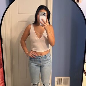 Garage White V-Neck Top